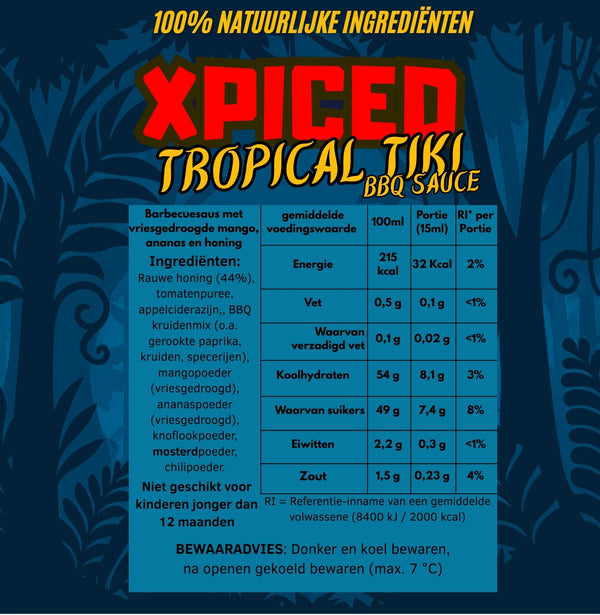 XPICED Tropical Tiki BBQ Saus – Honing, Mango & Ananas | Zonder E-nummers