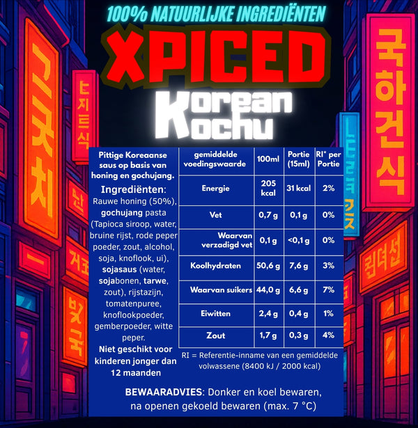 XPICED Korean Saus – Umami Gochujang & Rauwe Honing | Zonder E-nummers